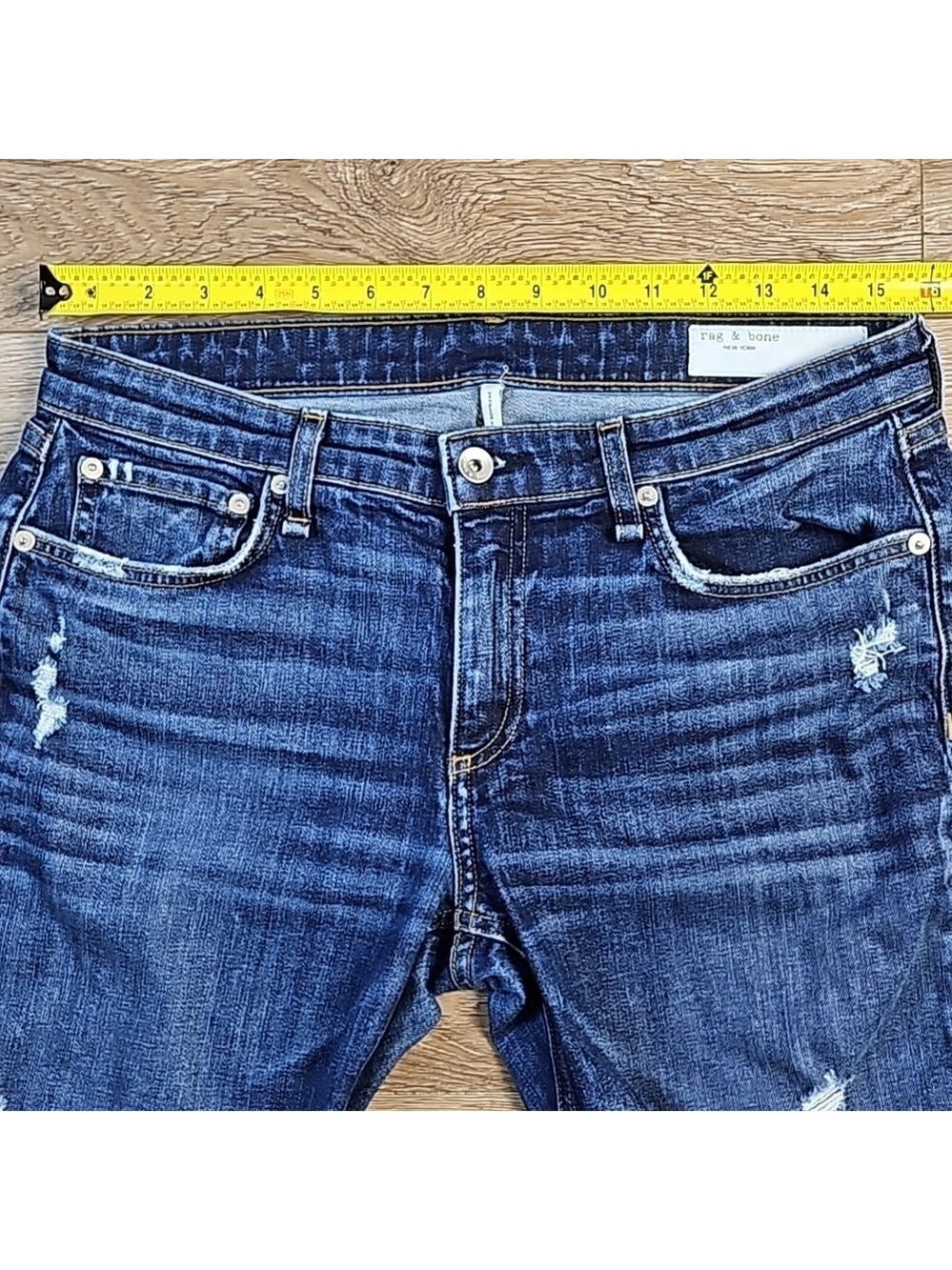 Rag & Bone Dre Low Rise Slim Boyfriend Distressed Destructed Jean in Harper Wash - Picture 16 of 16